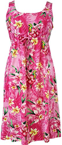 Orchid Parrot Women's Empire Tie Front Hawaiian Dress (Generous Fit)